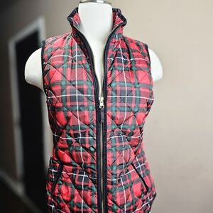 Old Navy Red & Green Plaid Puffer Vest